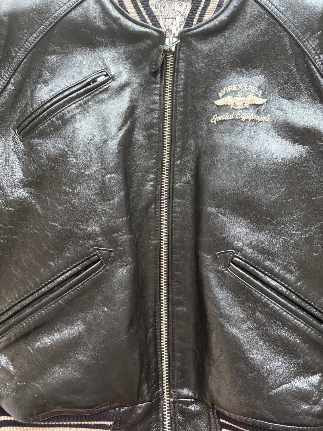 아비렉스 아이콘 바시티 레더자켓 상품이미지1