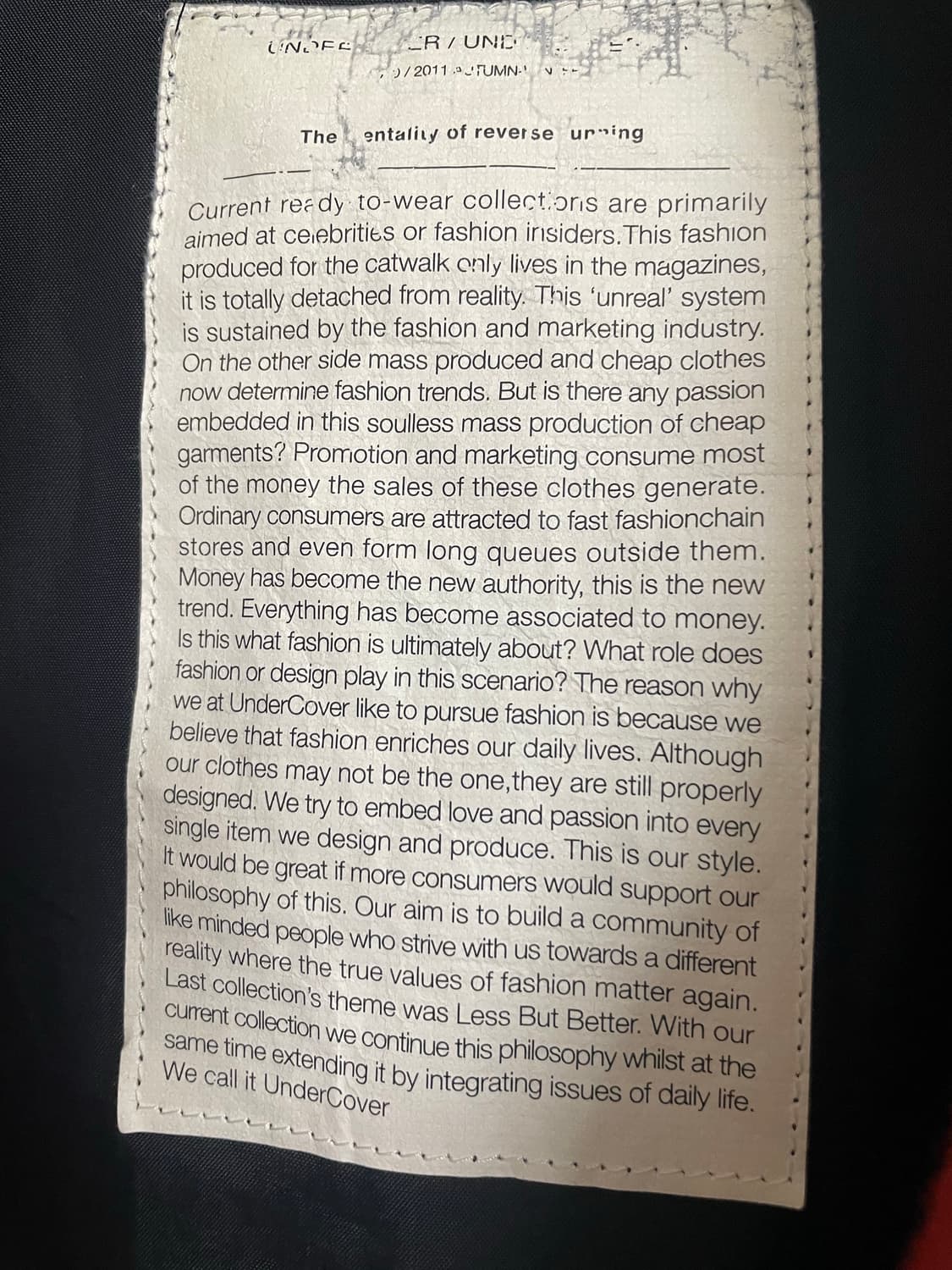 언더커버 10aw 플란넬 코트 상품이미지3