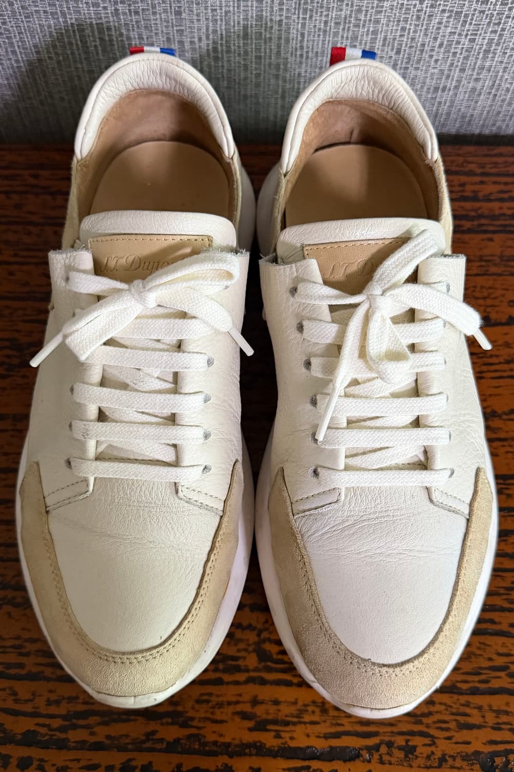 듀퐁 슈즈 제트 남성 캐주얼 애슬래틱 경량 스니커즈 아이보리 가죽 운동화 상품이미지2