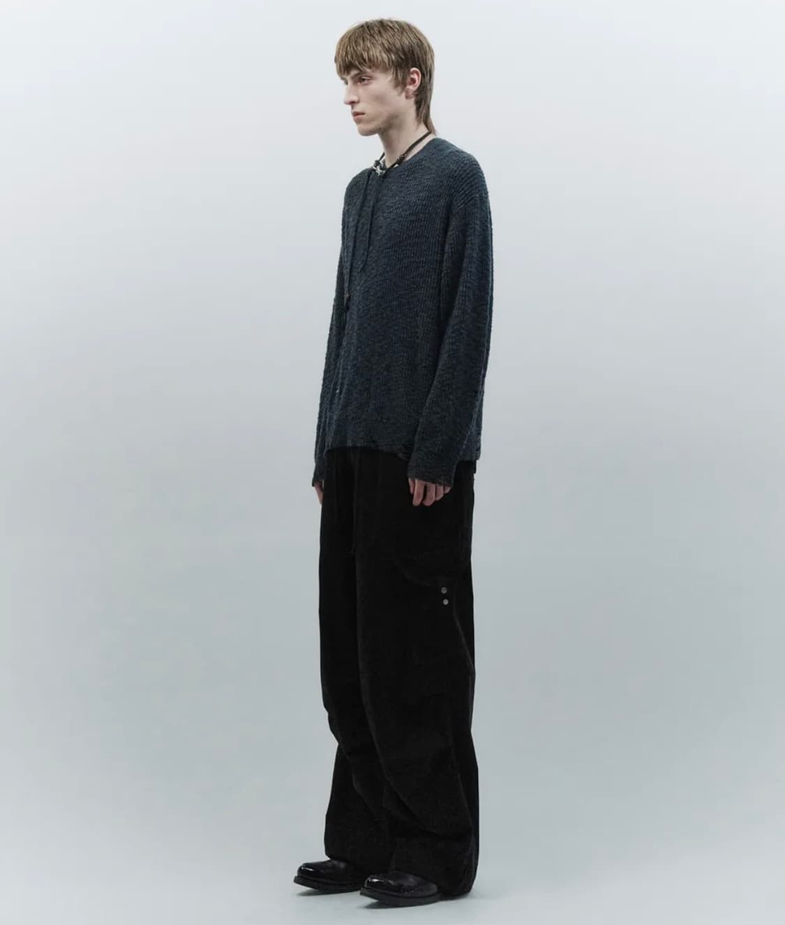 인사일런스 그런지 슬럽 니트 DARK GREY L사이즈 상품이미지5