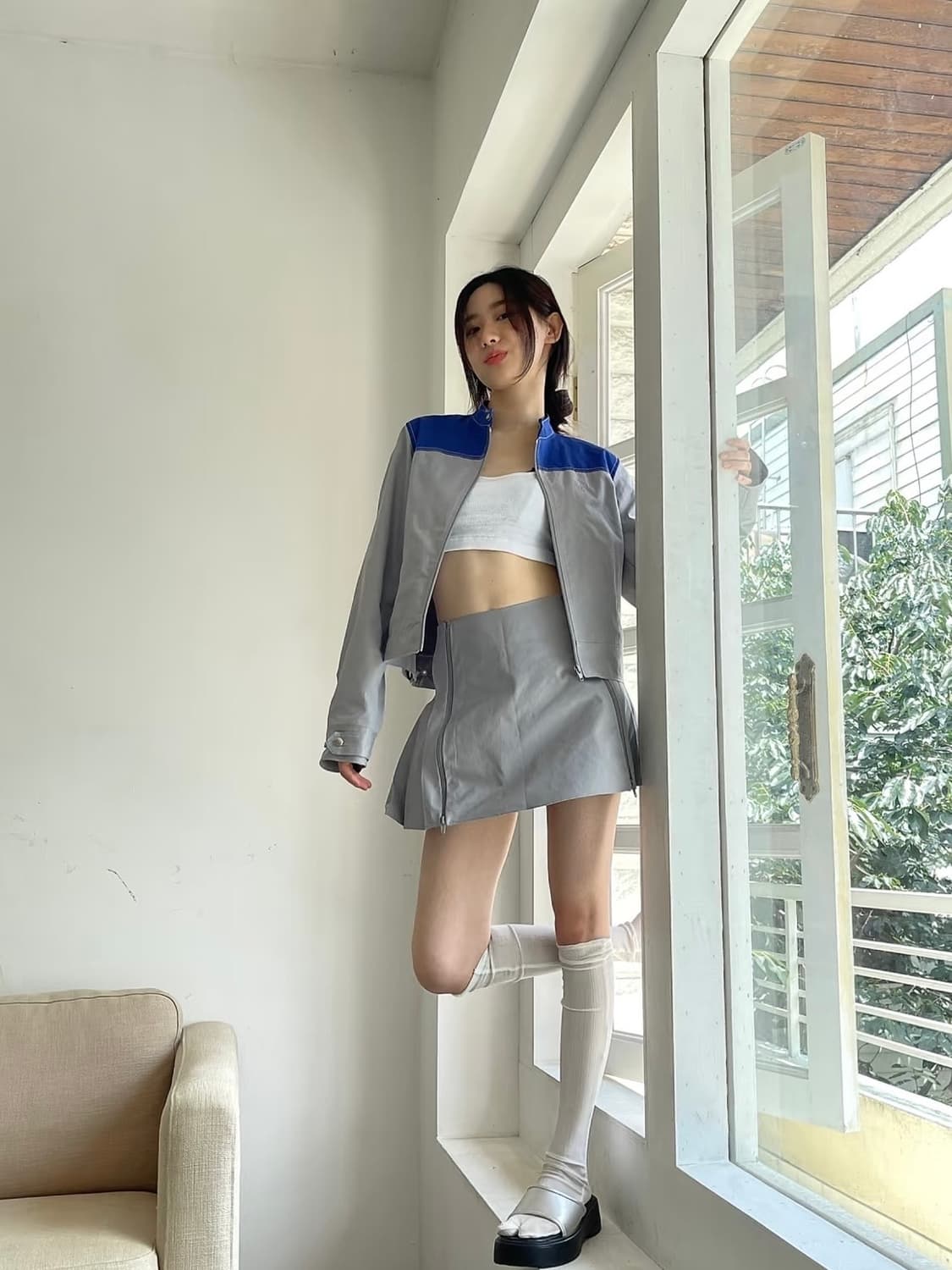 노이어덜트 플리츠 랩 스커트 s 상품이미지2