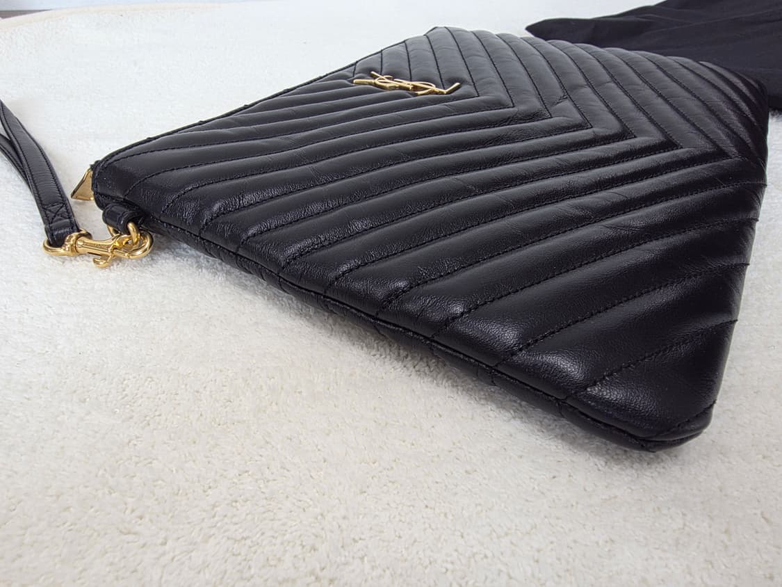 생로랑 금장 미듐 클러치 블랙 상품이미지4