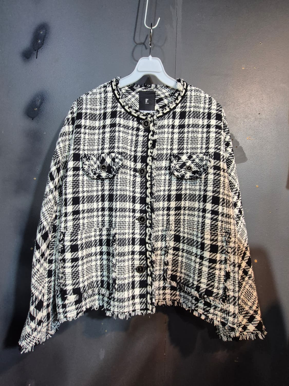 레노마 간절기 체크 패턴 트위드 자켓 77 프리 상품이미지1