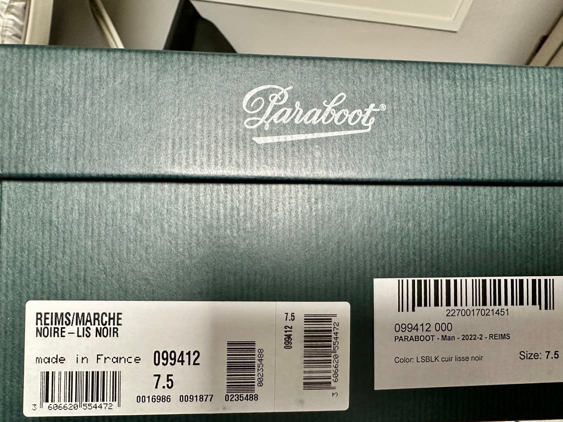 파라부트 레임스 UK 7.5 블랙 새상품 상품이미지2