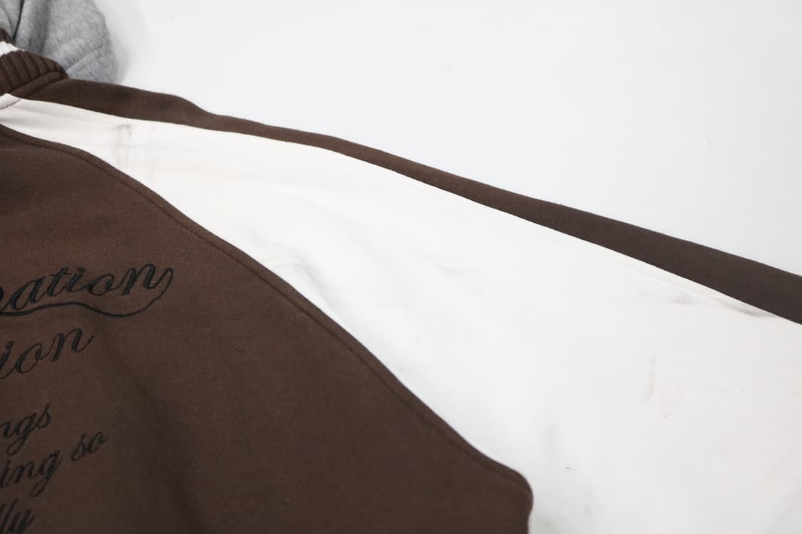 RUFTWO 루프트웨 브라운 배색 레터링 후드 스타디움 자켓 (XL) 상품이미지9