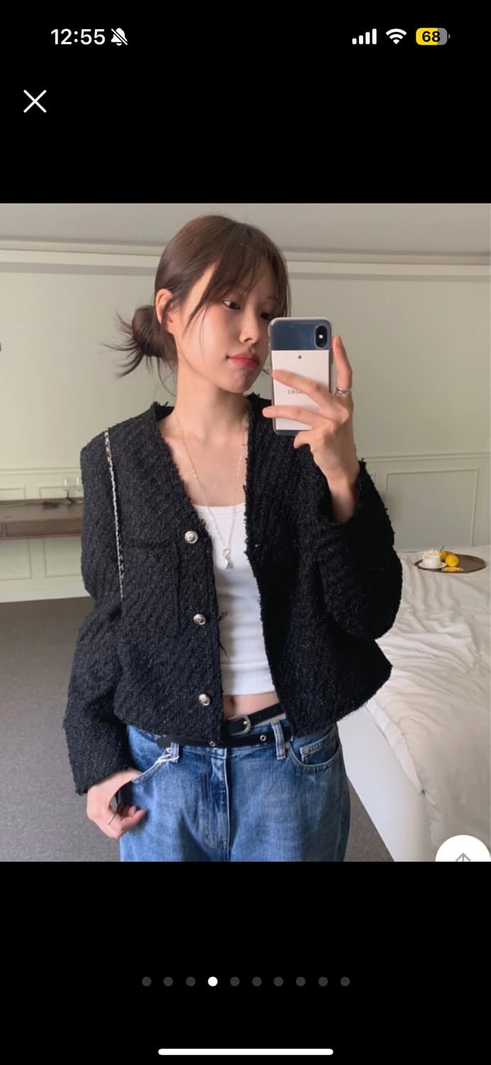 디플리 네즈 트위드 노카라 트위드 자켓 상품이미지4