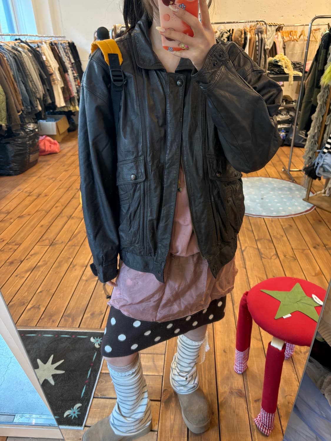 브라운 소가죽 봄버자켓 상품이미지2