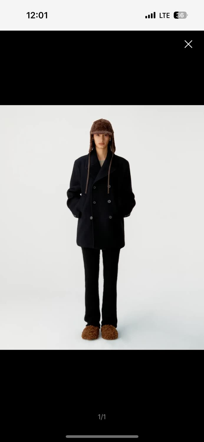 쿠어 우먼 버진 울 브로큰 브러쉬 피 코트 (블랙) 상품이미지1