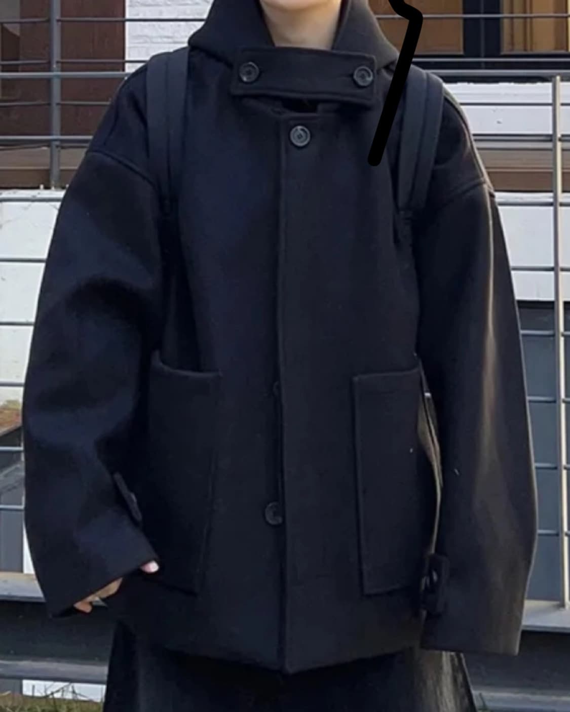 후드 발마칸 숏 코트 상품이미지1