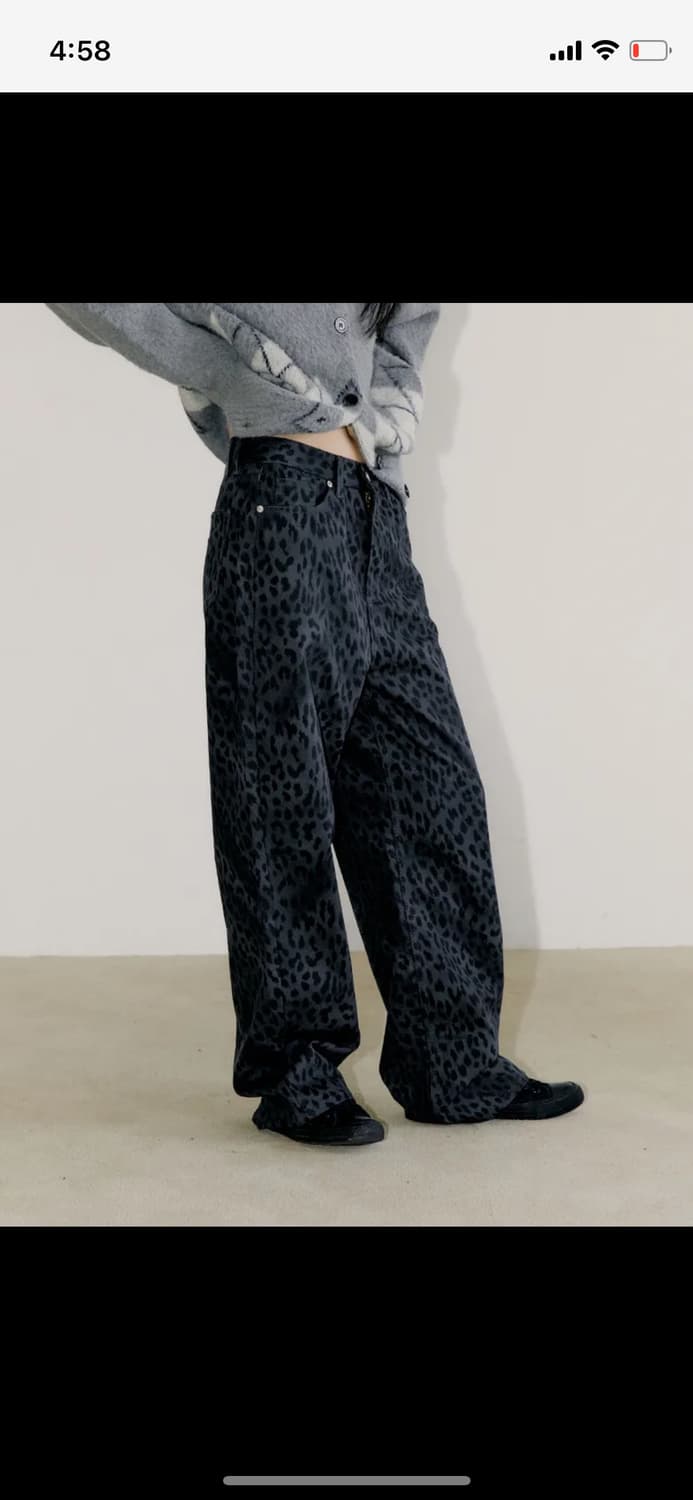 오피쉬 oafish WIDE LEOPARD PANTS, CHARCOAL 상품이미지1