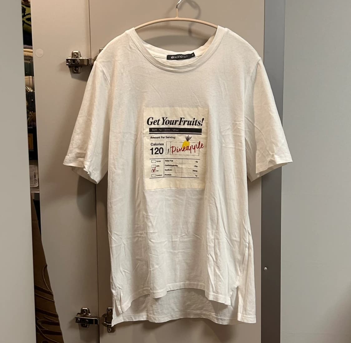 빈티지 행텐 파인애플 프린팅 티셔츠 화이트 상품이미지1