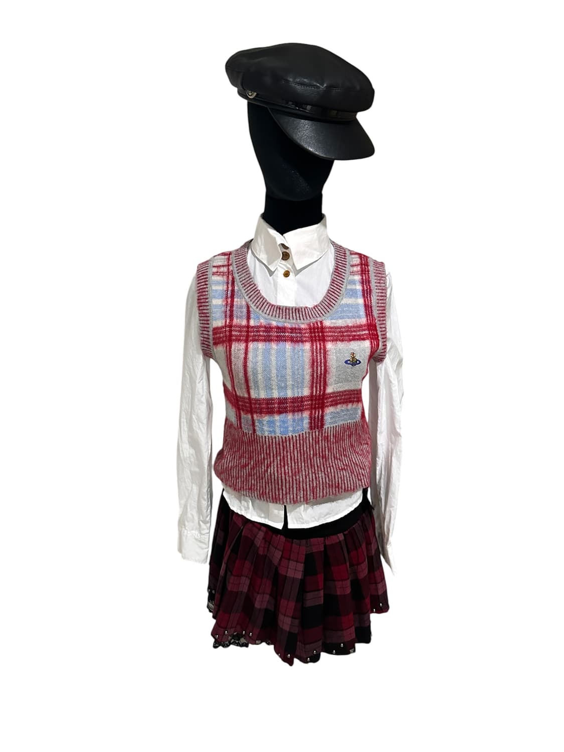 (카리나 착용)비비안웨스트우드 23fw 마드라스 체크 울 베스트 조끼 상품이미지1