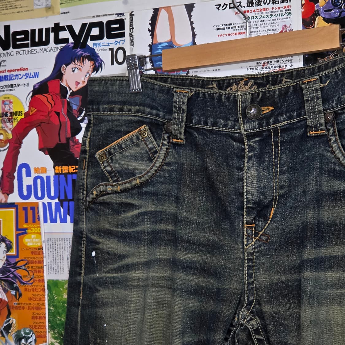 데미지 페인팅 샌드 워싱 데님 팬츠 상품이미지6