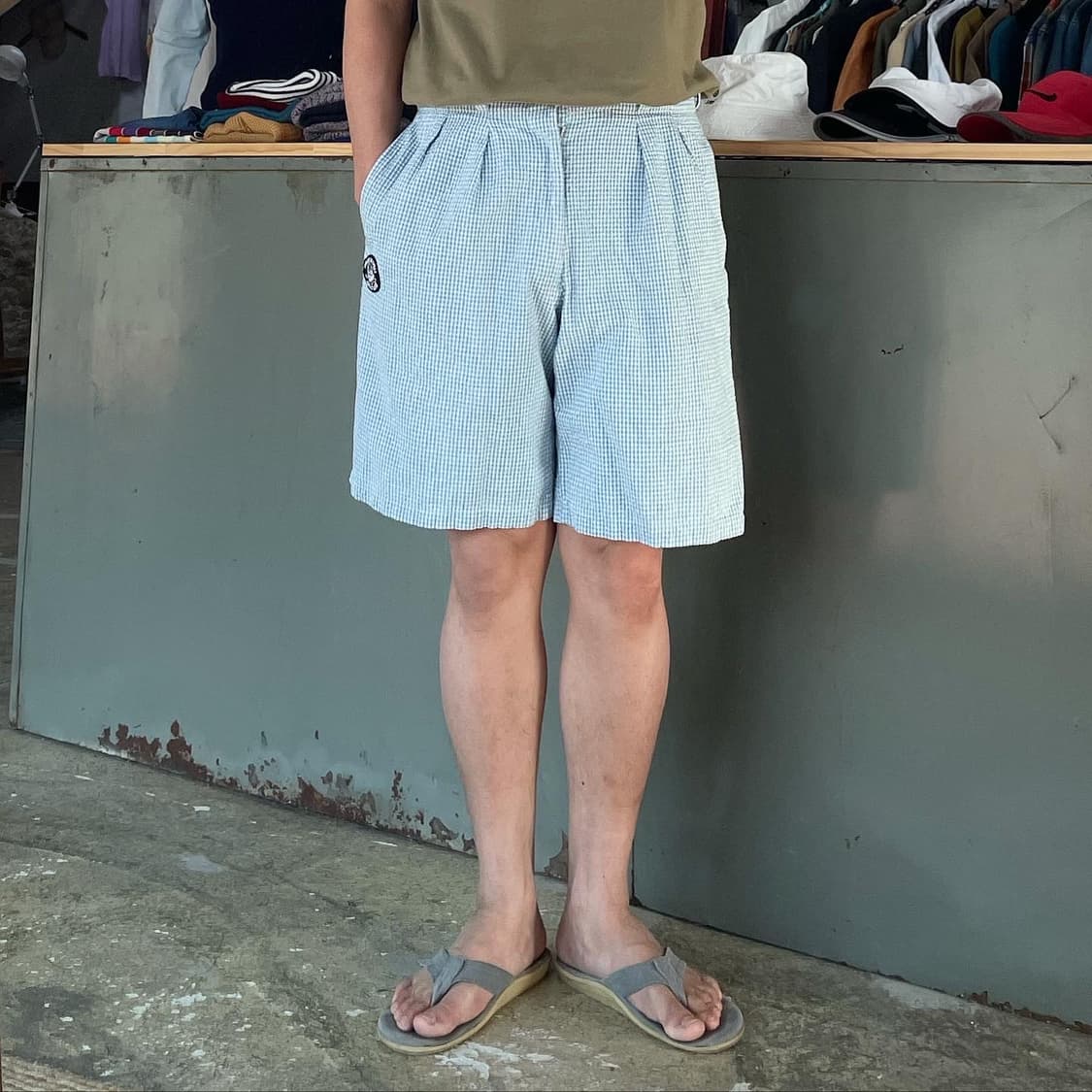 (착용컷) SINA COVA 클래식 시어서커 반바지  상품이미지2