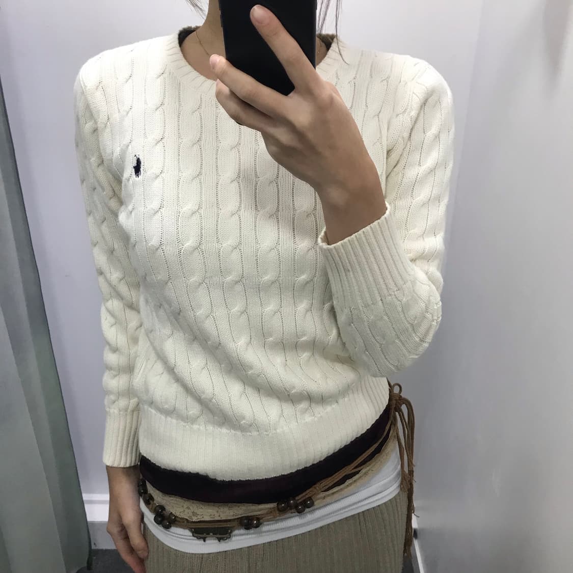 폴로 아이보리 꽈베기 니트 상품이미지2