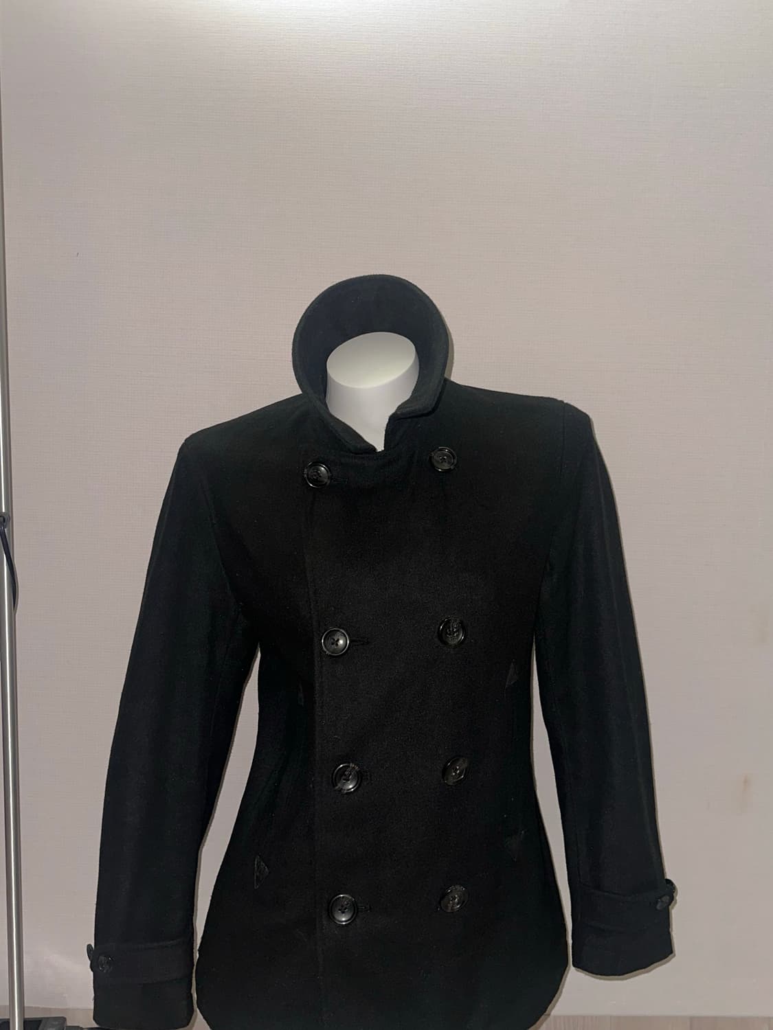 빈티지 블랙 버튼 반코트 상품이미지2