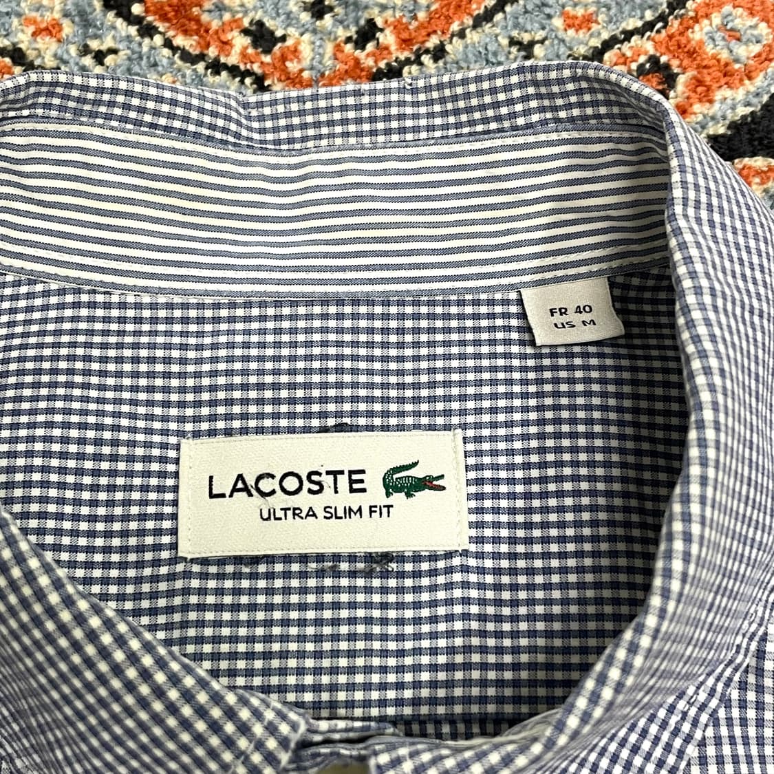 라코스테 블루 잔체크패턴 긴팔 셔츠 남성M 상품이미지4