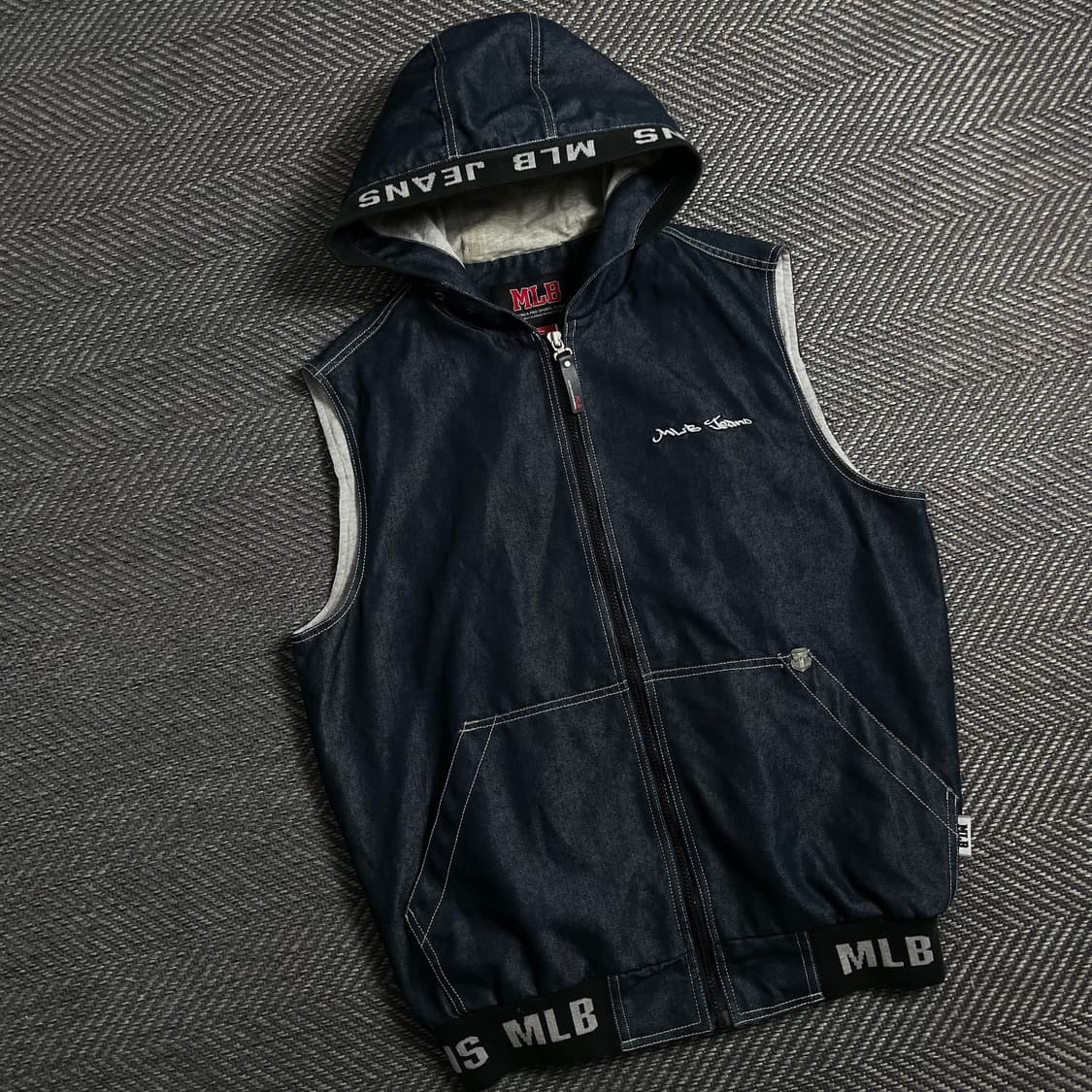 OOs MLB USA 자수로고 데님 후드 베스트 y 5051 상품이미지1