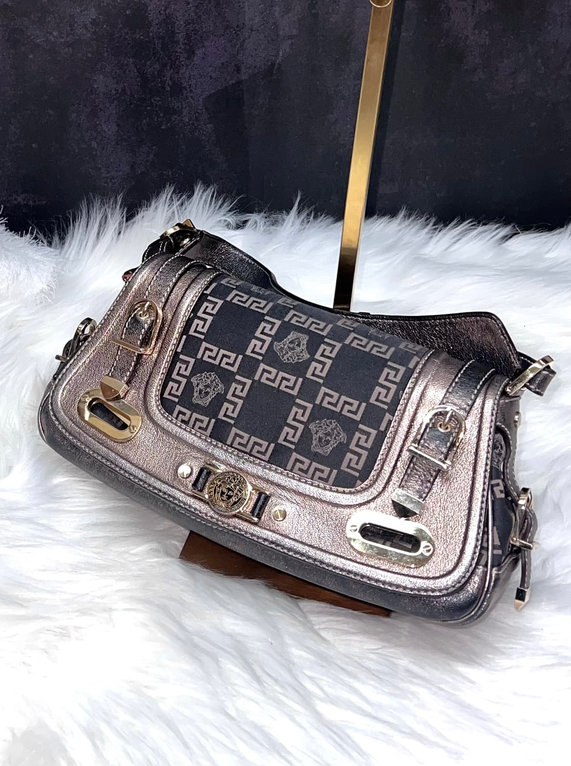 90s versace 베르사체 메두사 자카드 클래식 숄더백 핸드백 상품이미지1