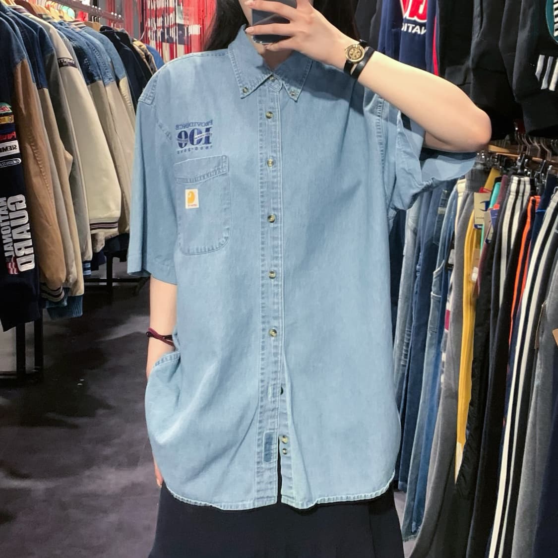 [IM] Carhartt 칼하트 데님 반팔 셔츠 연청 상품이미지2