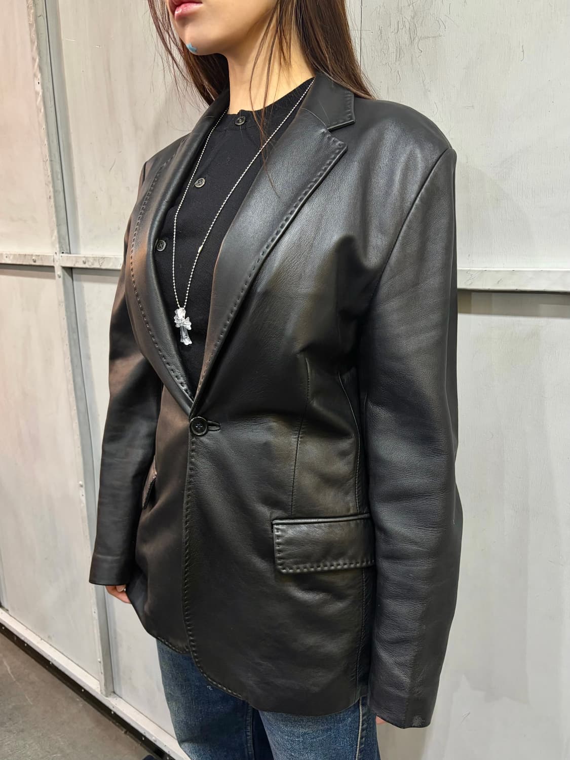 Vintage lamb leather blazer jk 상품이미지1