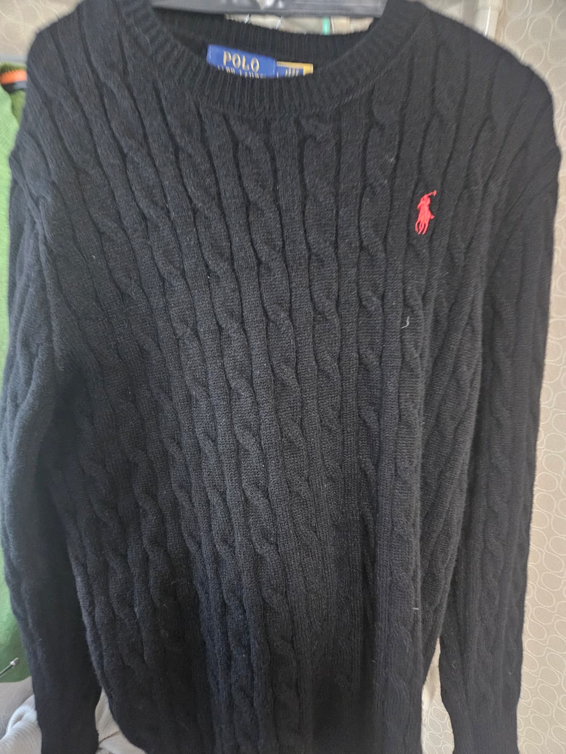 폴로 꽈배기 니트 검정 상품이미지1