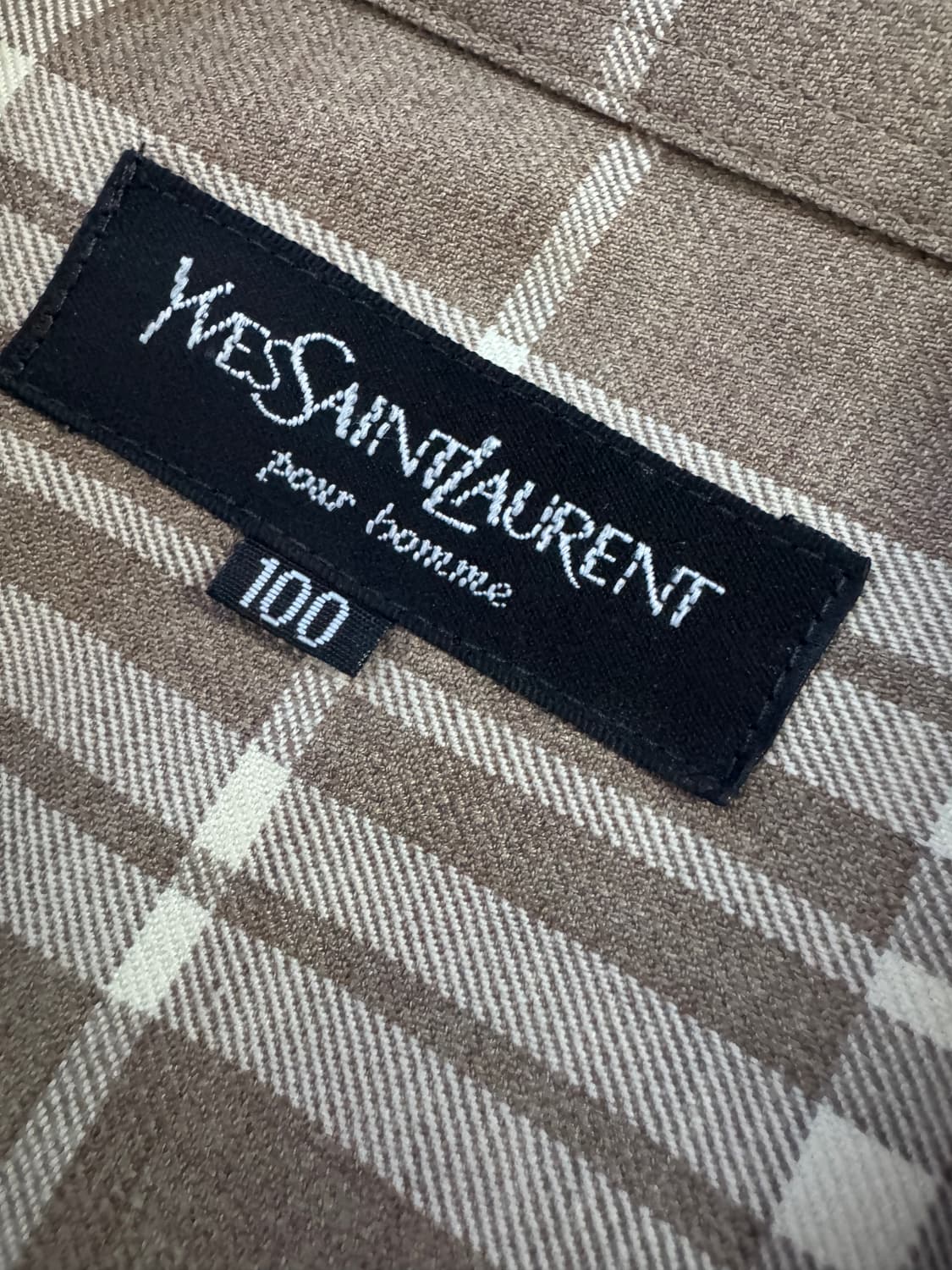 정품!! 입생로랑 YSL 뿌르옴므 클래식 체크 셔츠 L 상품이미지3