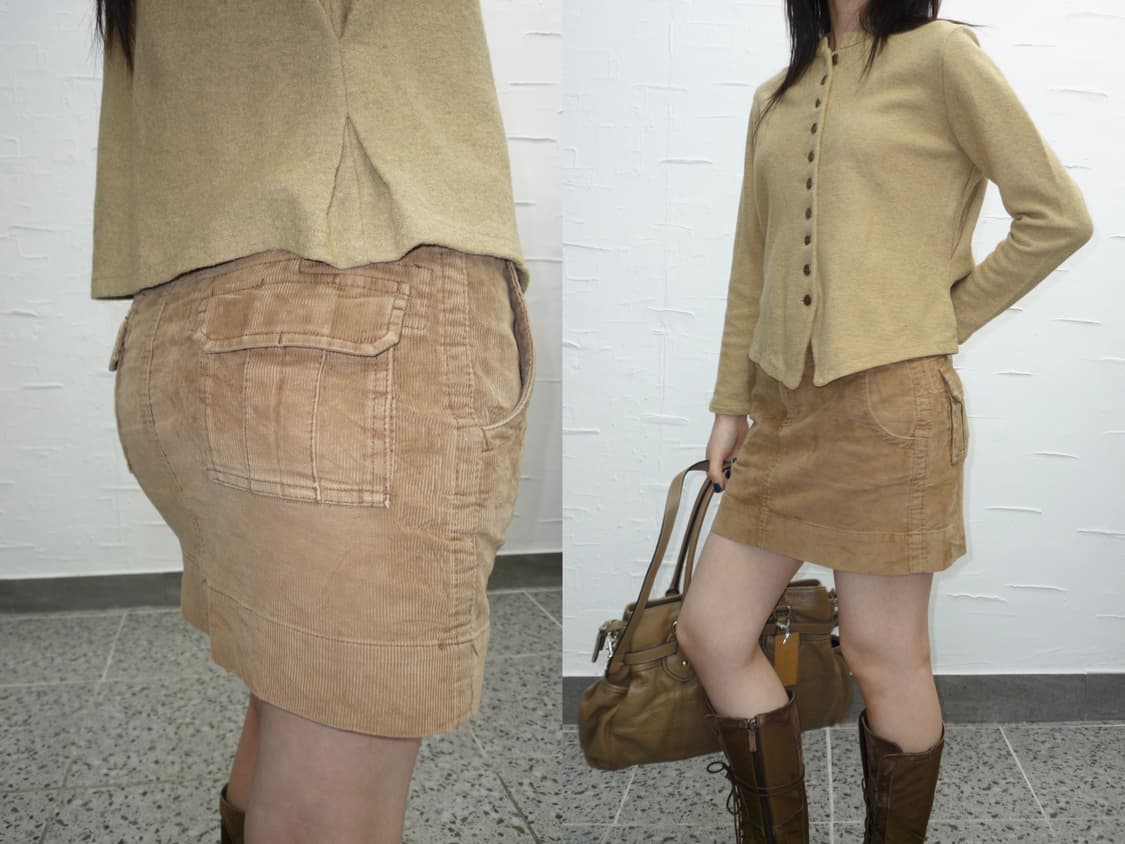 Ivory suede mini skirt 상품이미지1