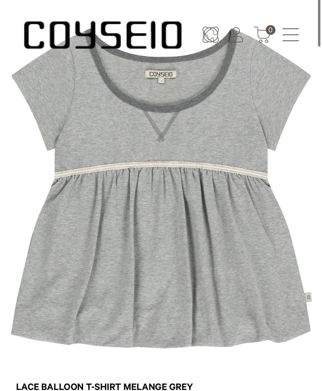 코이세이오 벌룬 티셔츠 그레이 상품이미지1