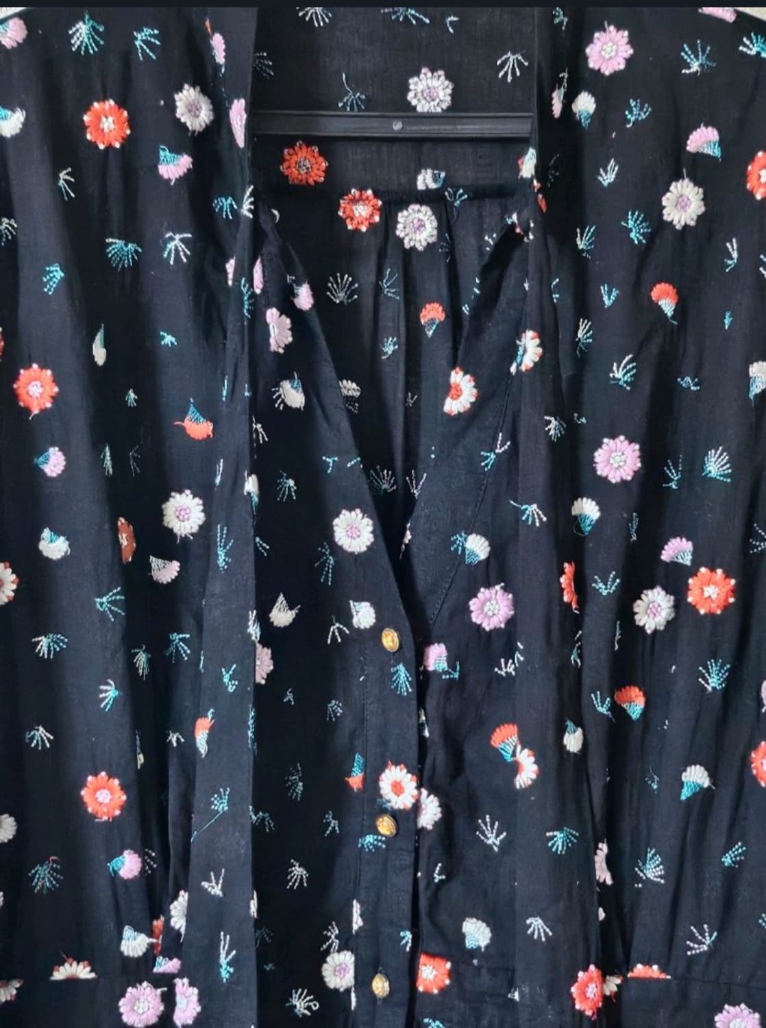 드라이완료/블랙 플로럴 자수 리본 점프수트 55 상품이미지4