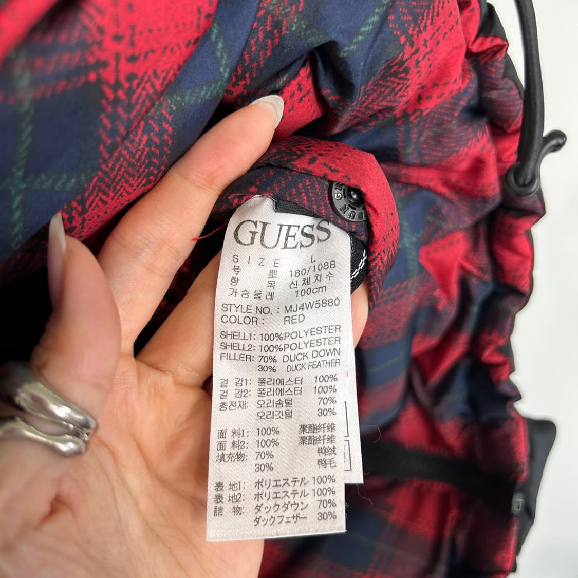 게스 남성 덕다운 패딩 100 한겨울 상품이미지3