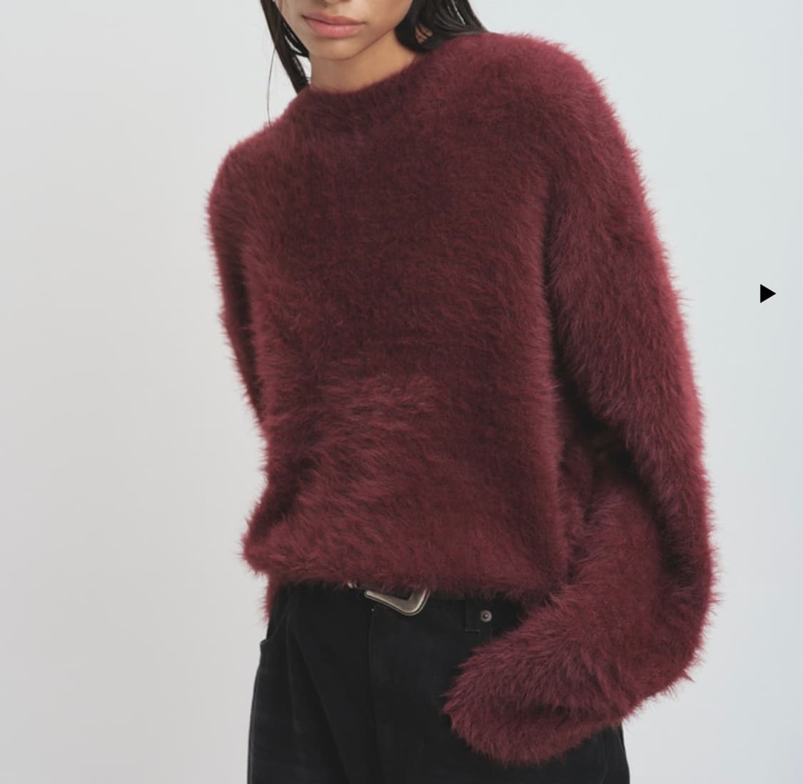 (W) FAUX FUR CREW-NECK TOP_ BURGUNDY 상품이미지2