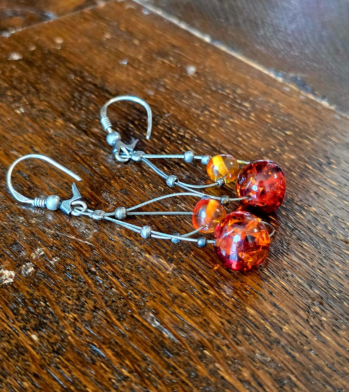 🇺🇸925실버 앰버 원석 앤틱 목걸이 귀걸이 세트 상품이미지7