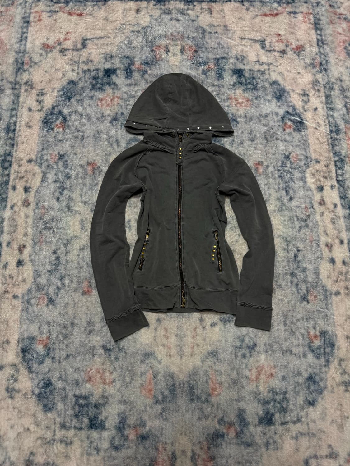 Casva 00s distressed stud grunge hoodie 상품이미지3