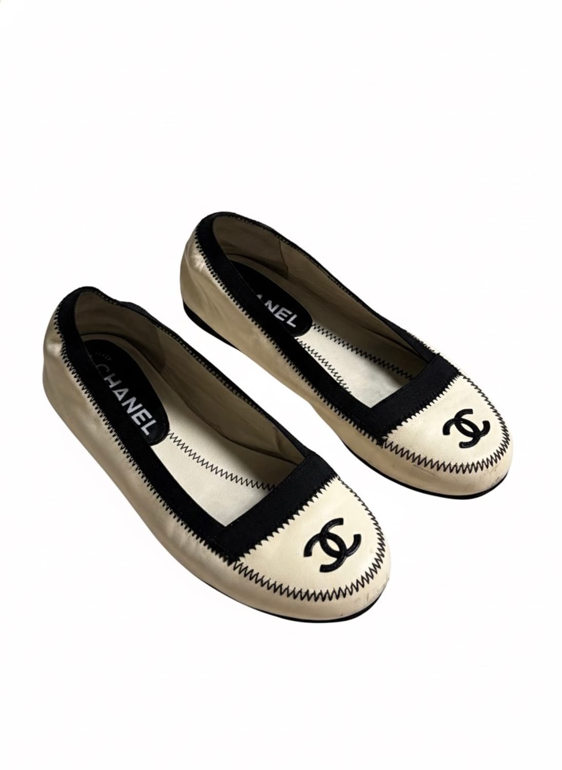 샤넬 화이트 레더 플랫슈즈 상품이미지2