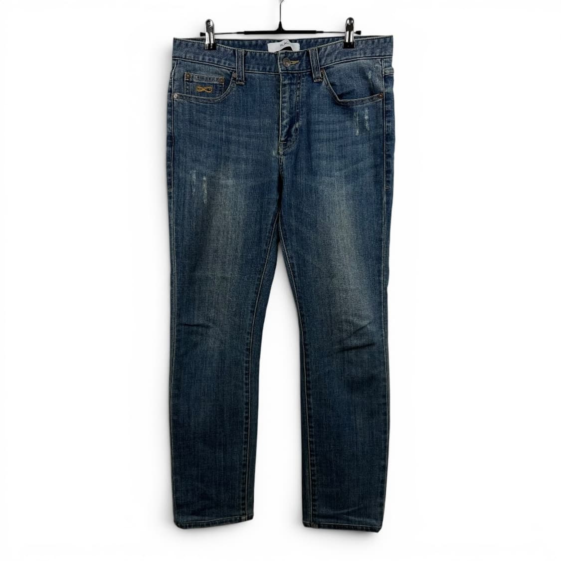 (32) 플랙 슬림핏 연청 데님 팬츠 상품이미지1