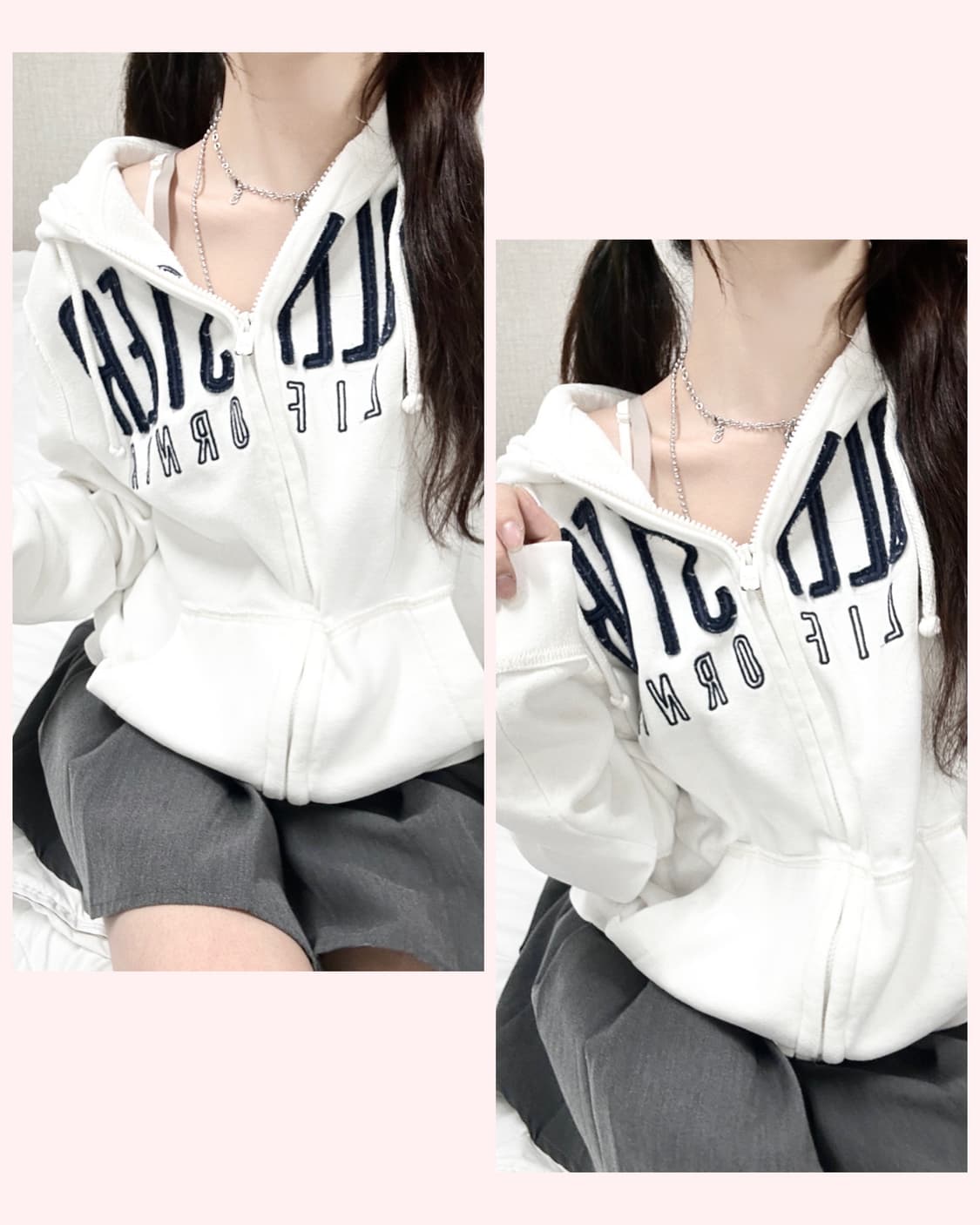 홀리스터 빅로고 화이트 후드집업 상품이미지1