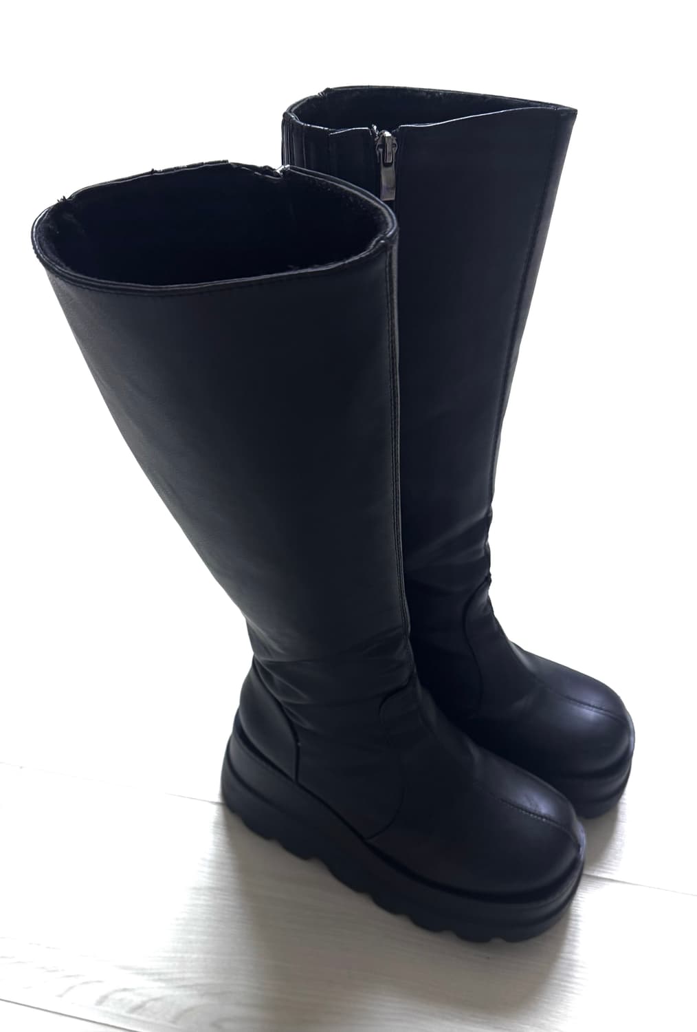 블랙 플랫폼 통굽 롱부치 9cm 상품이미지4