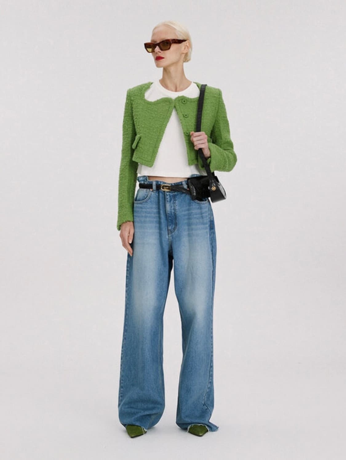 택O) [s] 렉토 홀리데이 부클 커브드 넥 크롭 자켓 상품이미지6