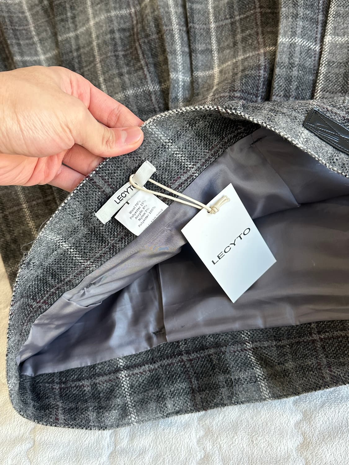 레씨토 그레이 체크 스커트 상품이미지3