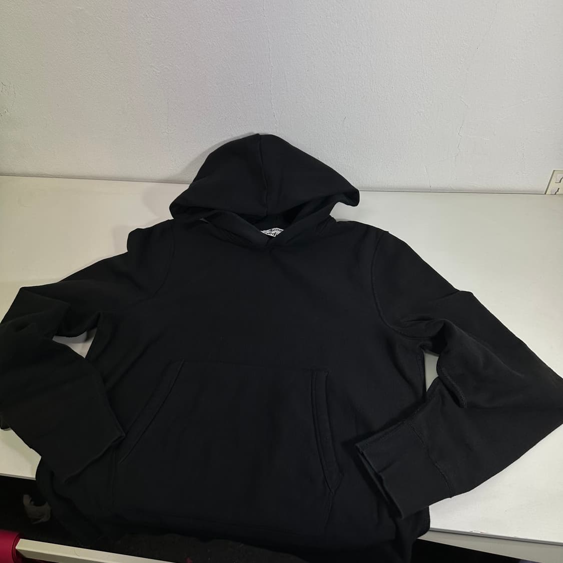 S 아크네스튜디오 블랙 헤비코튼 무지 후드티 상품이미지2