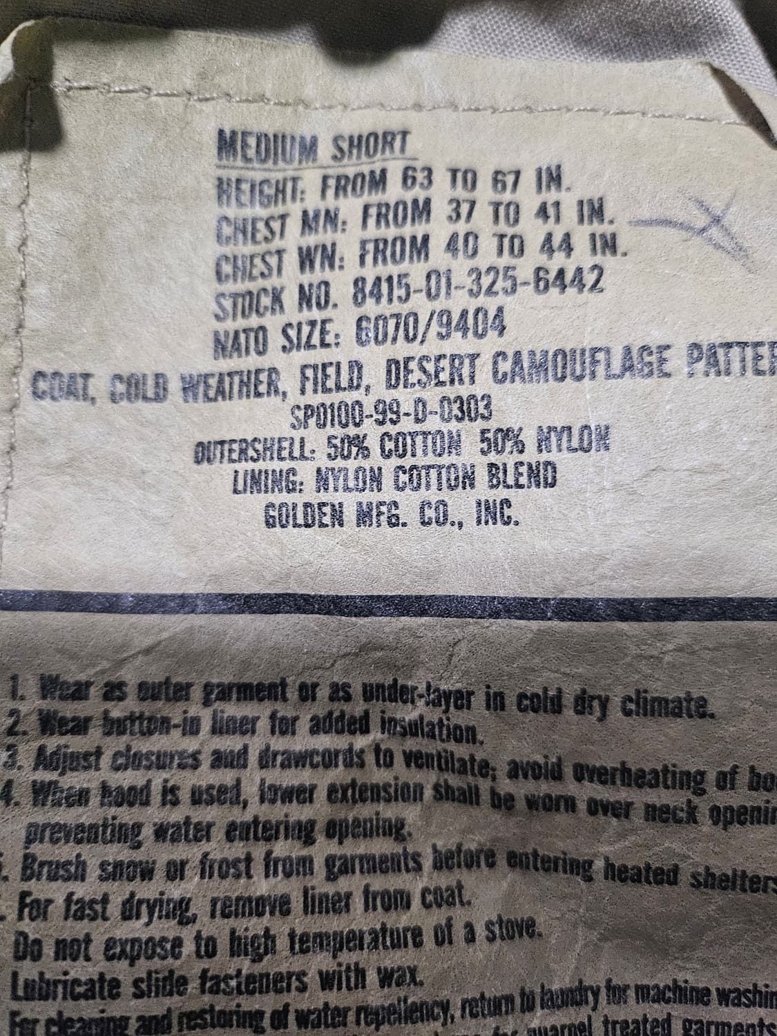 90s 미군오리지날 사막삼색 M65 필드자켓 MS 상품이미지3