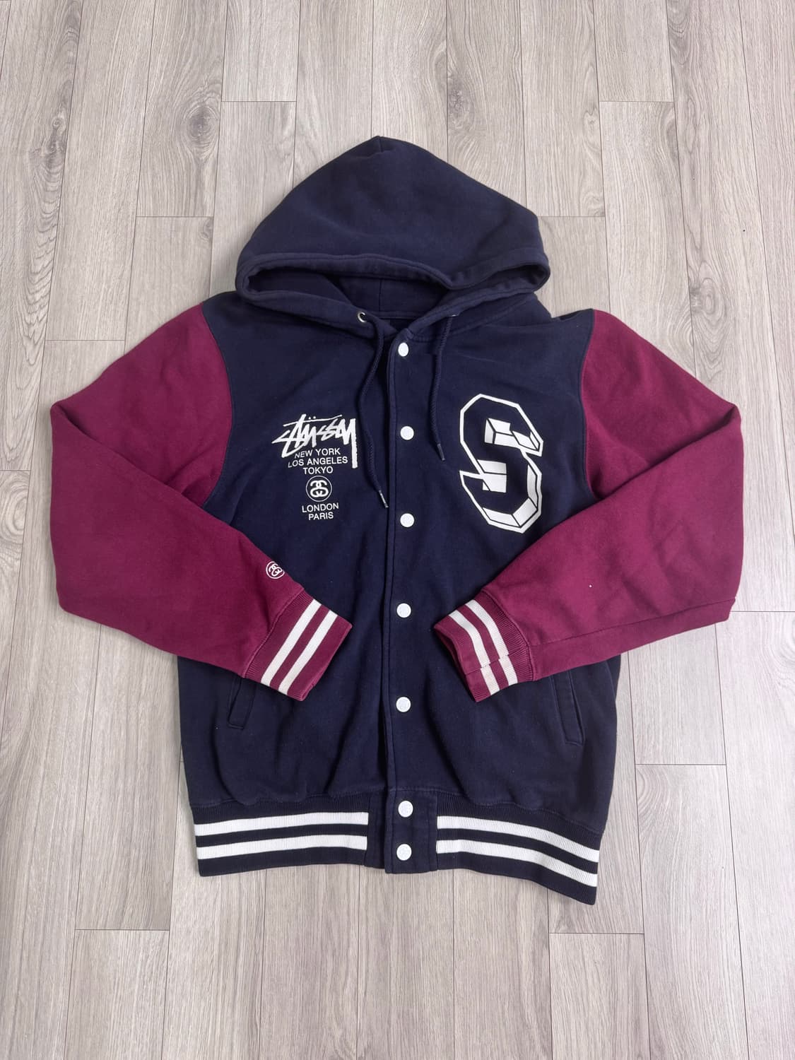 스투시 S로고 월드투어 버튼 후드집업 상품이미지2