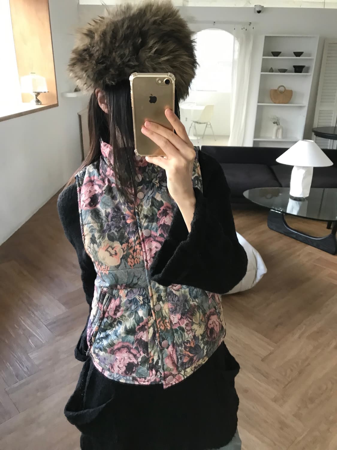 vintage flower pattern vest 상품이미지1