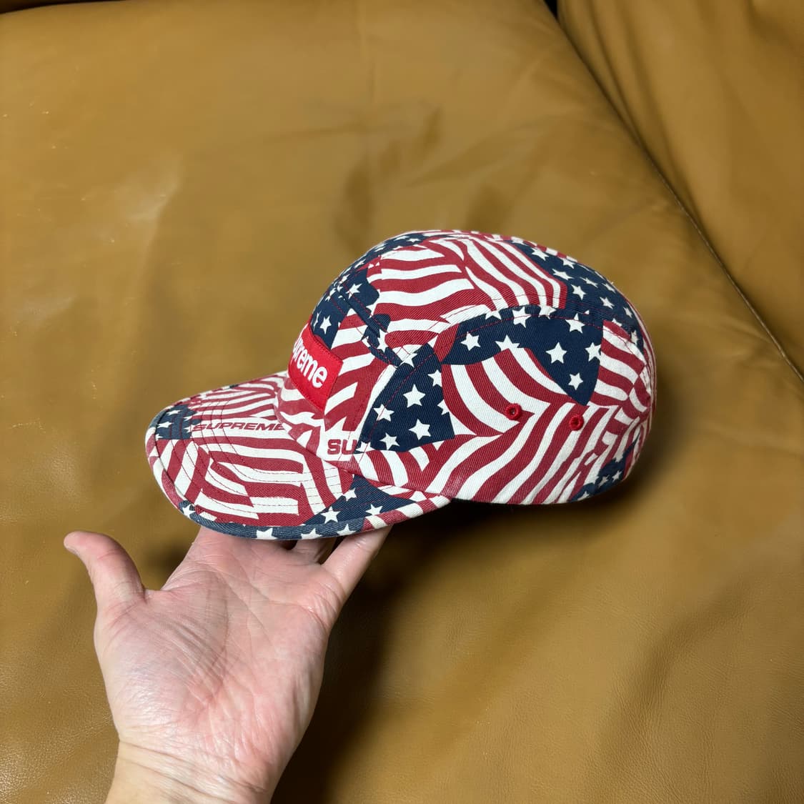 슈프림 캠프캡 모자 박스로고 USA 성조기 상품이미지4