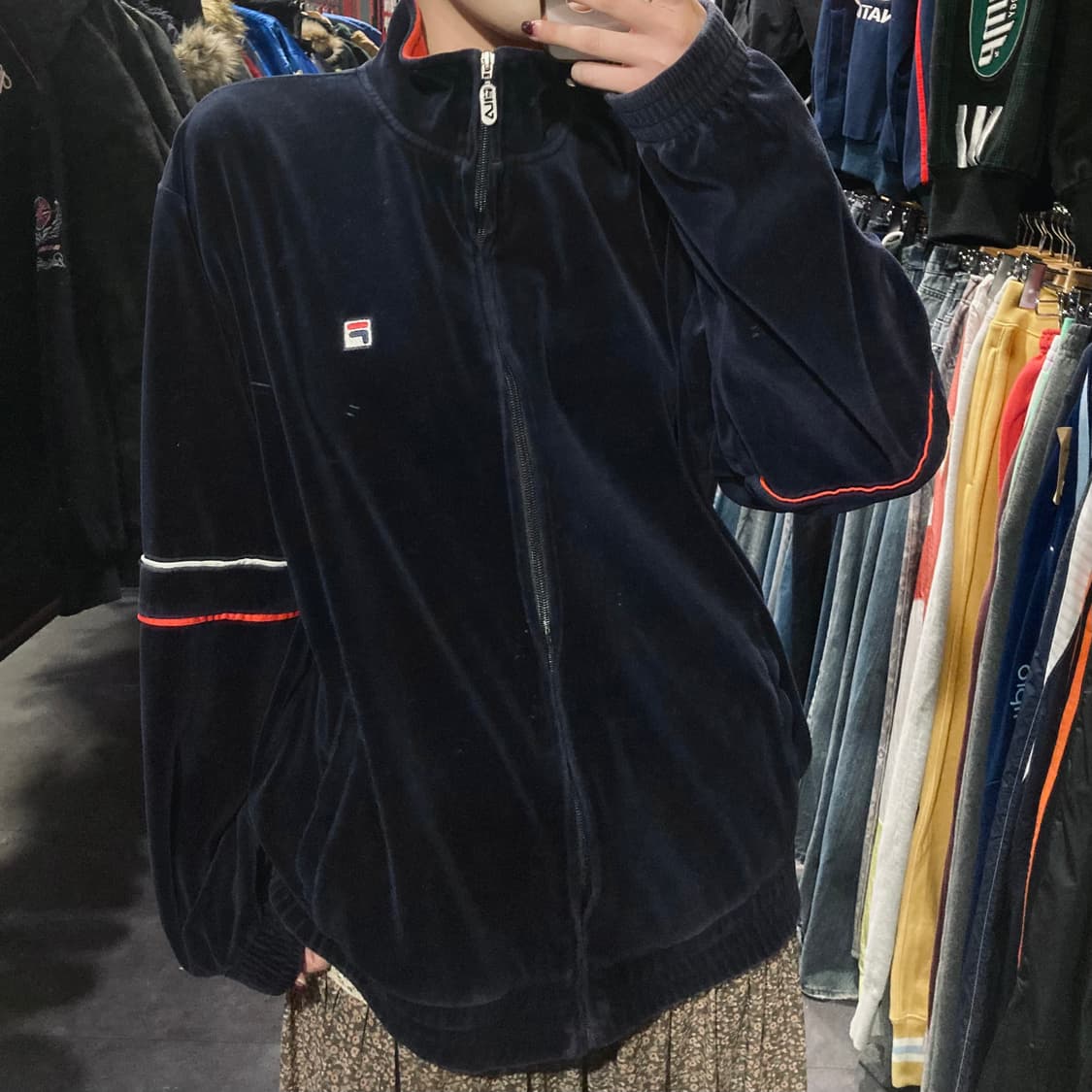 [IM] 필라 벨벳 집업 네이비 상품이미지4