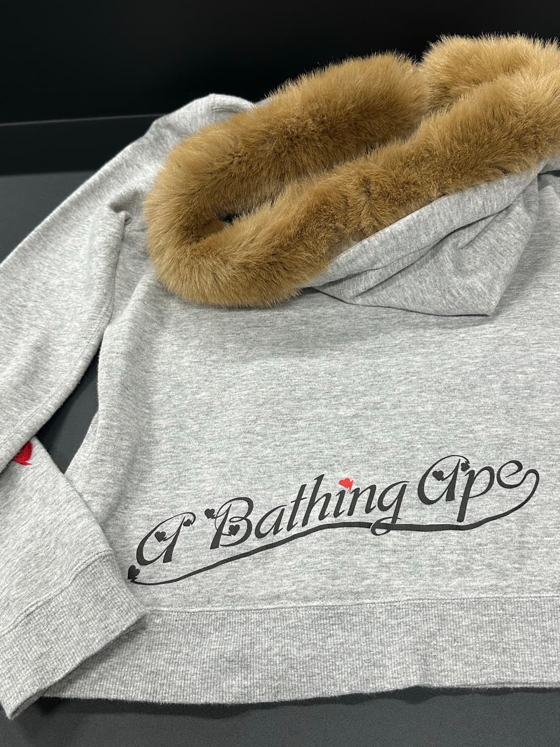 A BATHING APE 베이프 그레이 풀오버 퍼 후드티 상품이미지6