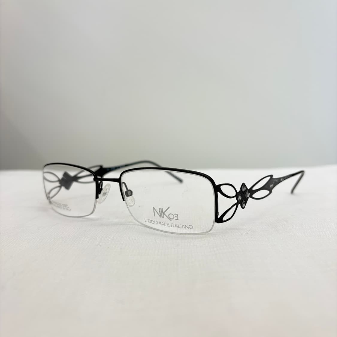 NIKOE 블랙 사각 반무테 빈티지안경  상품이미지2