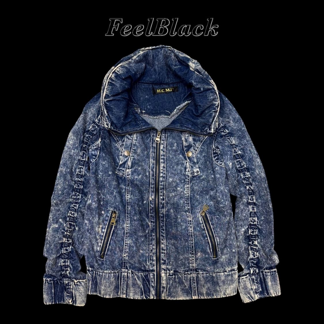 H.C.M.II High-Neck Washed Biker Jacket 상품이미지4