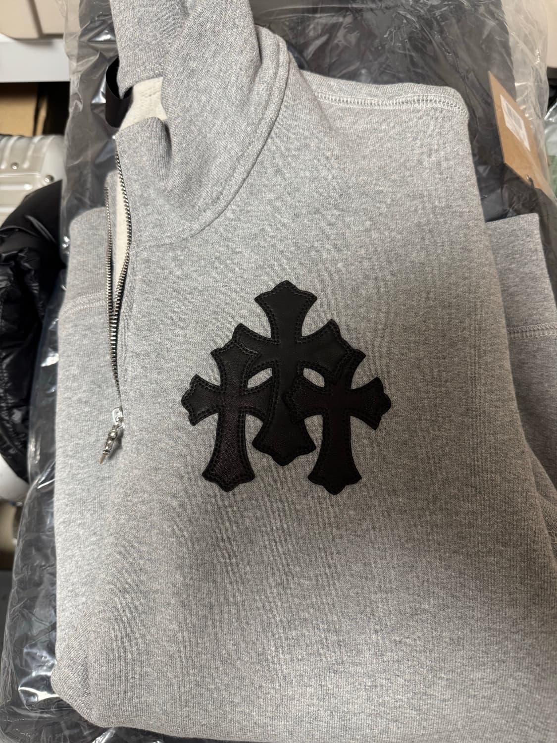 크롬하츠 레더패치 페이퍼 잼 하프집업 그레이 상품이미지2